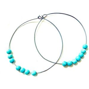 Turquoise & Blue Titanium large hoop earrings